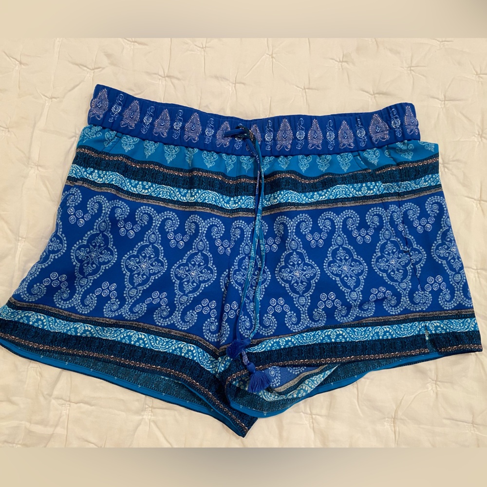 LOFT Blue Paisley High Waist Shorts